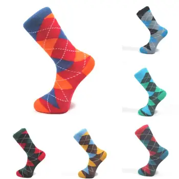 

- Men's Plaid Embroidered Socks - Men's Socks Affordable - 6 Pairs Men's Socks - Men's Socks - Color Socks