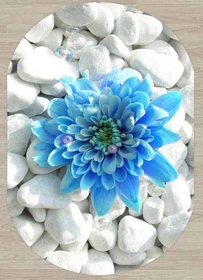 Else белый Галька Камни на синие цветы цветочный 3d принт нескользящие микрофибры гостиная современный Овальный моющийся ковер