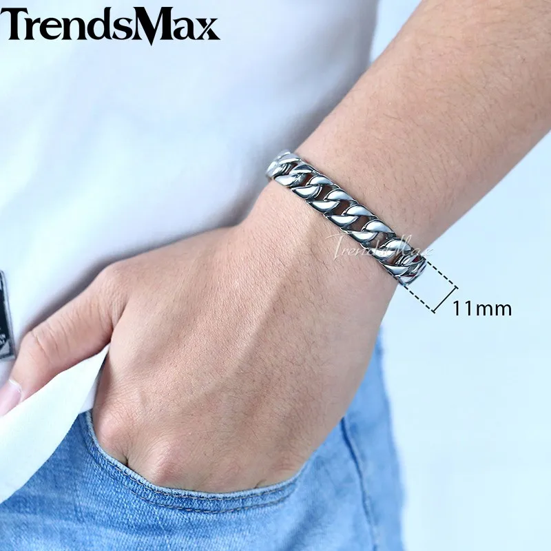 Trendsmax новый модный браслет из нержавеющей стали мужской тяжелый шириной 11 мм 2018 в