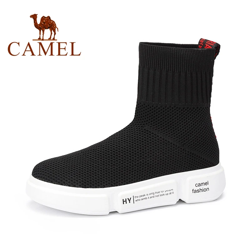 

CAMEL Fashion Wild Casual Ankle Low Platform Shoes Sneakers Women Winter Short Boots Stretch Fabrics Slip on Socks Boots Female