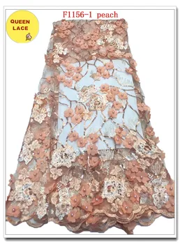 

2019 High Quality Bridal French Lace Fabric Polyester 3D Tulle Lace African Dress