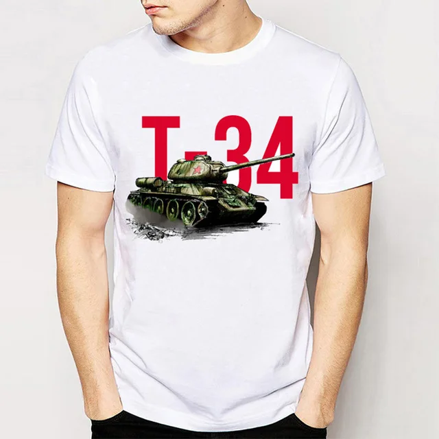 Новинка модная забавная Мужская футболка 2 T-34 Tank с принтом хорошее качество