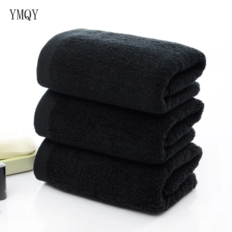 

YMQY 3pcs/lot super soft 35*75cm 100% cotton solid black hand face towel toallas high quality face walsh cloth bathroom towels