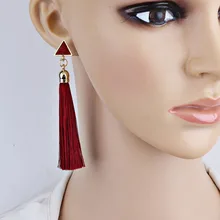 Fashion Bohemian Vintage Earrings Hollow Out Triangle Rhinestone Drop Long Tassel Earrings Jewelry For Women