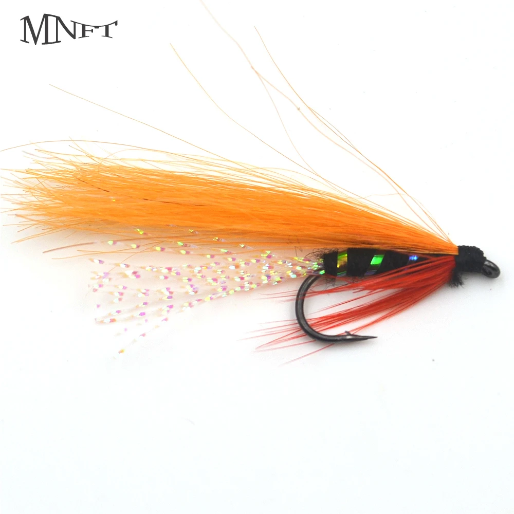 MNFT 10PCS 7 Orange Red Feathers Flashabou Minnow Streamer Fishing
