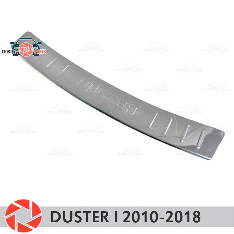Online Cubierta de la placa parachoques trasero para Renault Duster I 2010 2018 Placa de protección de diseño del coche accesorios de decoración sello de moldeo