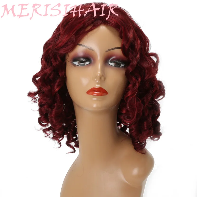 Aisi волос 12-дюймовый "короткие волнистые прическа" синтетический парик красные эффектом деграде(переход от темного к розовый черный парик Женские повседневные туфли на высоком Температура волокна - Цвет: # 99J