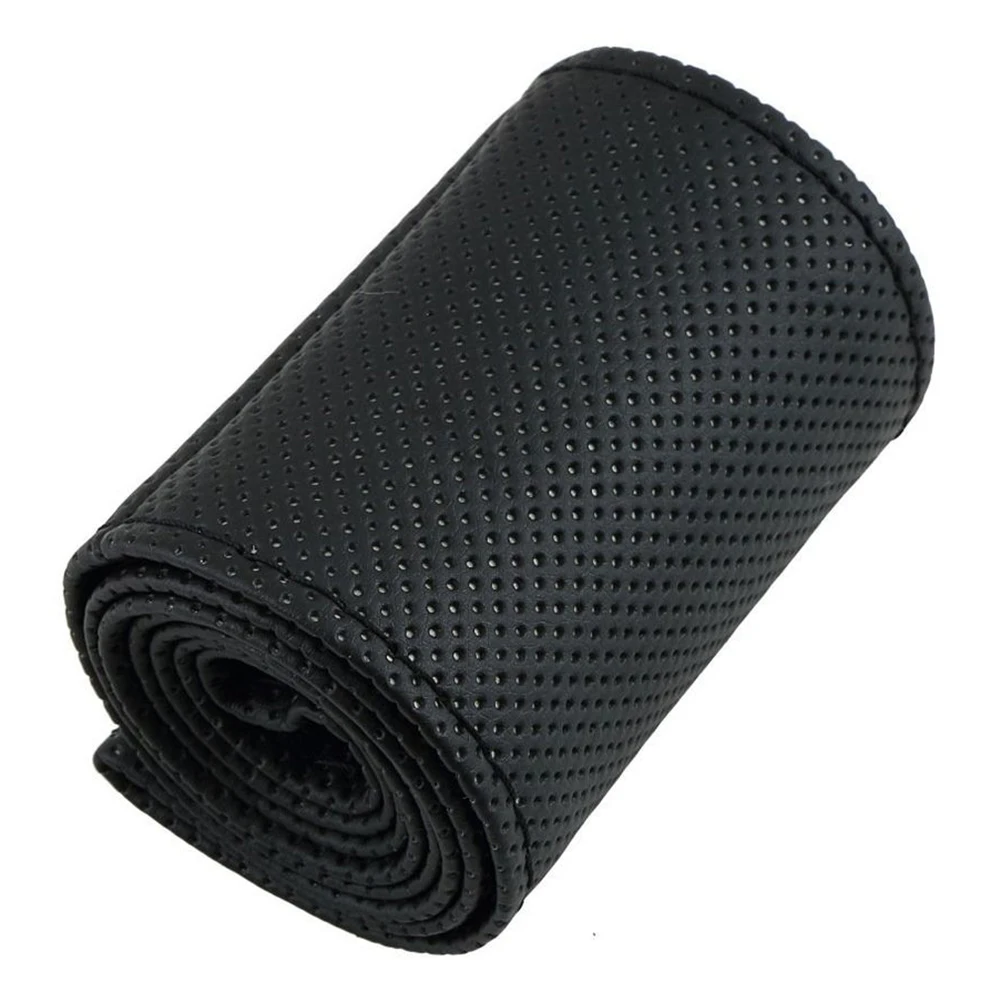 

DIY Faux Leather Car Auto Steering Wheel Cover Decor With Needles Thread Black