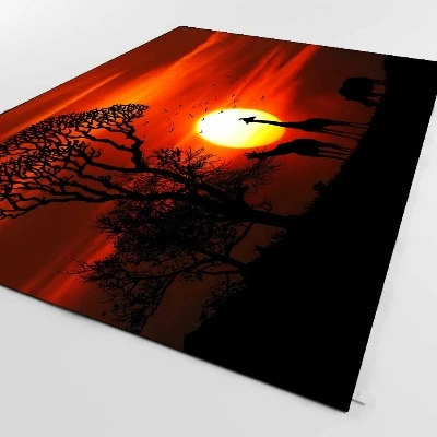 

Else Red Yellow Night Sunset African Animals 3d Print Non Slip Microfiber Living Room Decorative Modern Washable Area Rug Mat