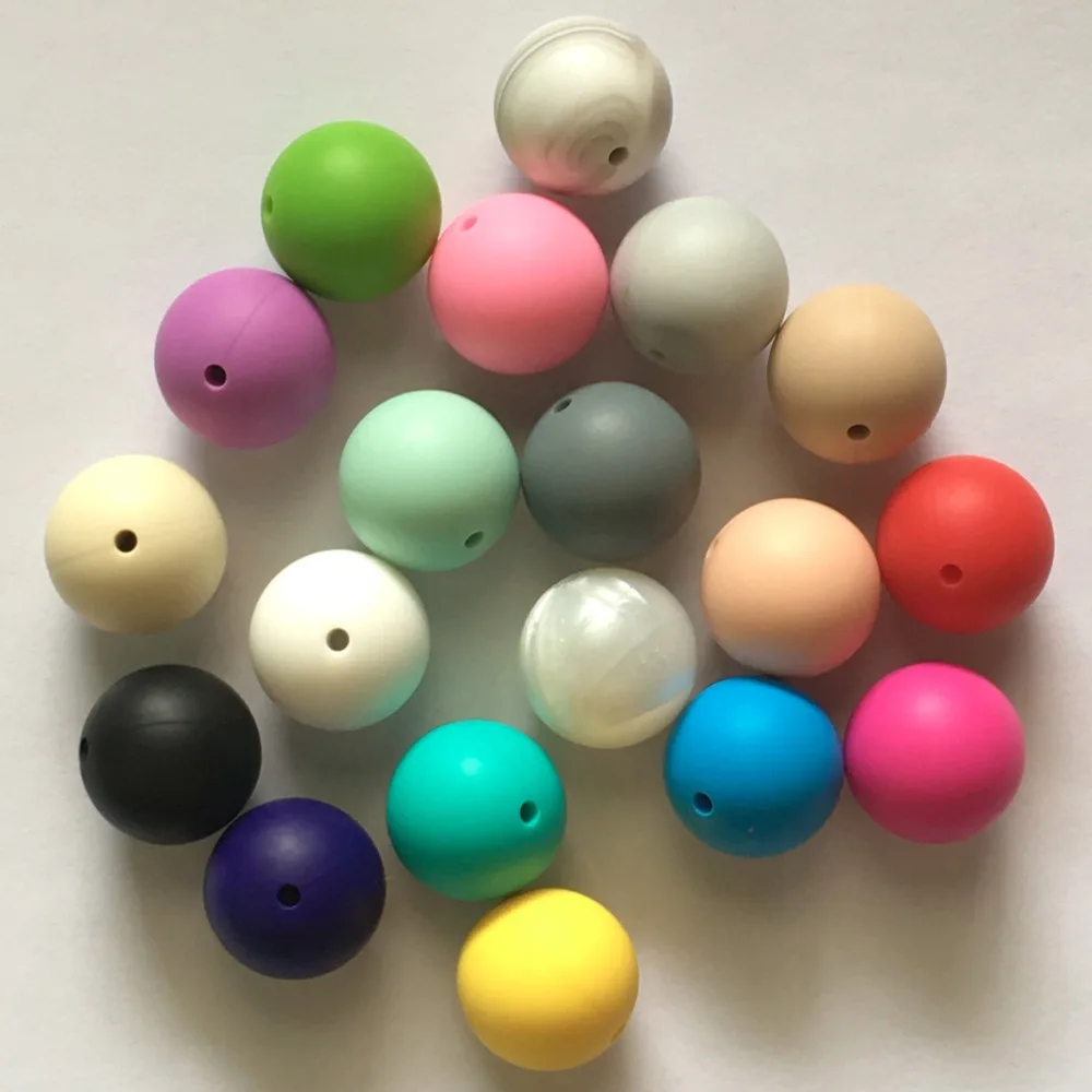 5pcs/lot 19mm Round Loose Silicone Beads Safe Teether Baby Chew Non Toxic BPA Free 100% Food Grade Teething Beads for necklace