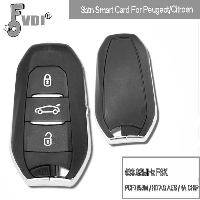 Дистанционный ключ 3 кнопки Fob 433 92 МГц 4A чип для Peugeot 508 308 408 4008 301 Citroen C4L C Quatre пульт