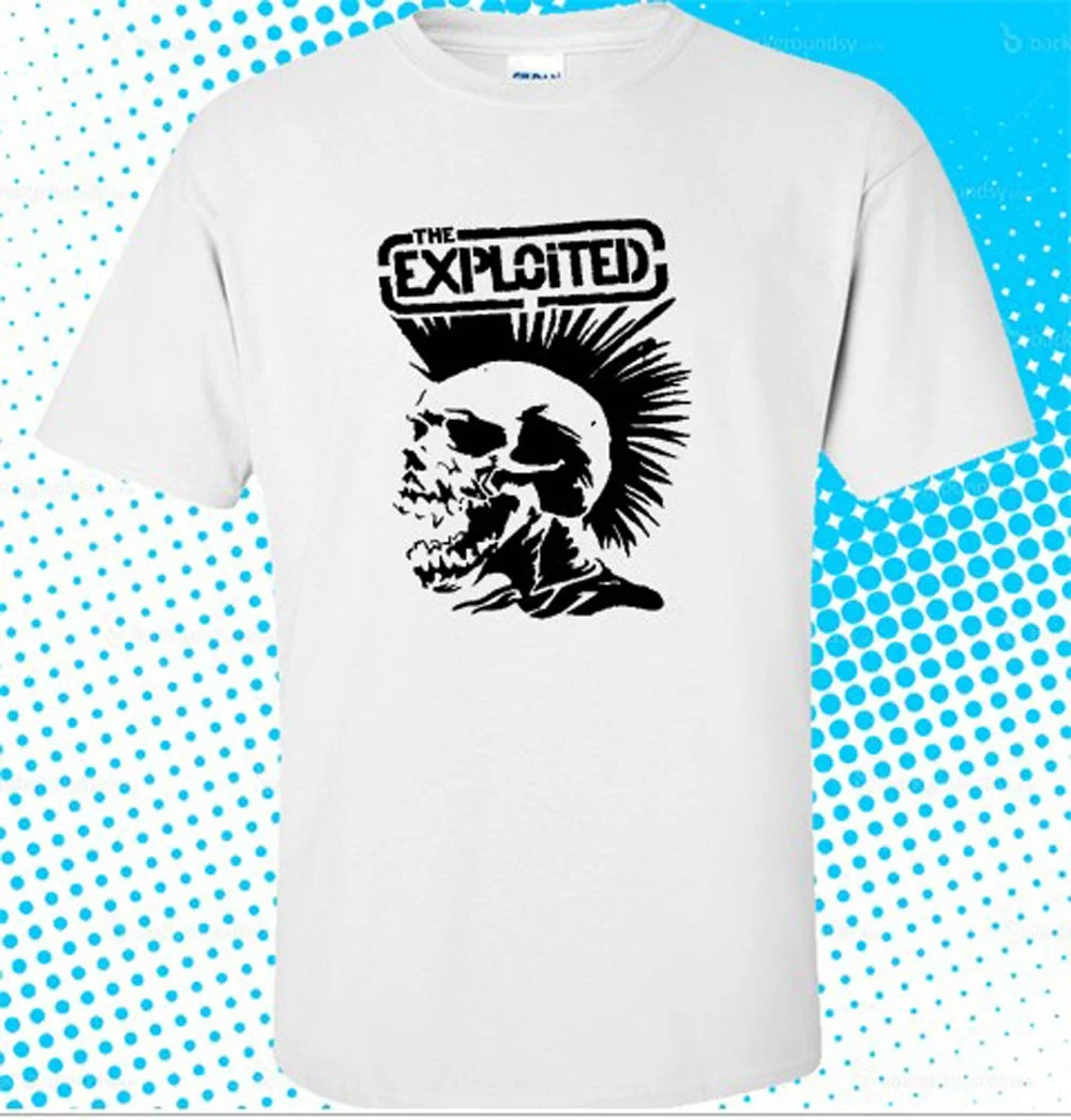 Designer T Shirts Short New The Exploited Band Logo Punk Rock Men's White Shirt Size S To 3Xl Men Graphic O-Neck Tees | Мужская