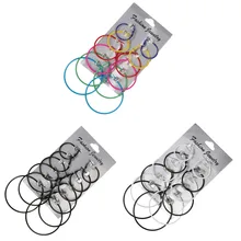 6 пар/компл. Панк золото Цвет микс Размеры большие круглые серьги для Для женщин обруч стимпанк уха Для женщин заявление серьги вечерние ювелирные изделия