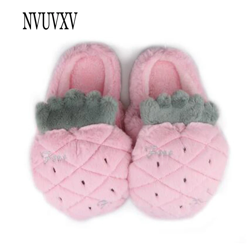 

New home cute cotton slippers flat Leisure Winter Shoes Simple home slipper Pineapple picture warm Comfortable Women shoes sh195