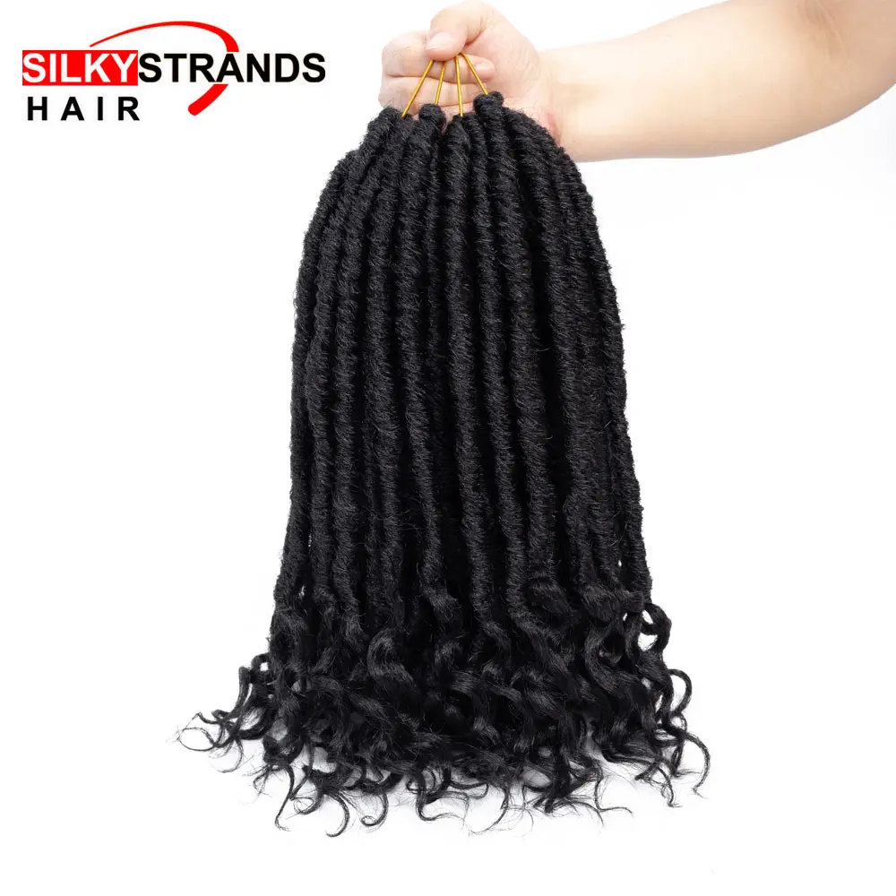 Extensões de Cabelo Ombre Encaracolado Deusa Faux Locs Crochê Cabelo Atacado Afro Trança Pré Esticado Sintético Macio Dreadlocks 4 Apliques e perucas