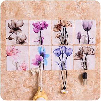 

Home creative flower free stiletto seamless viscose door sticking hook E115 kitchen bathroom wall sticking hook