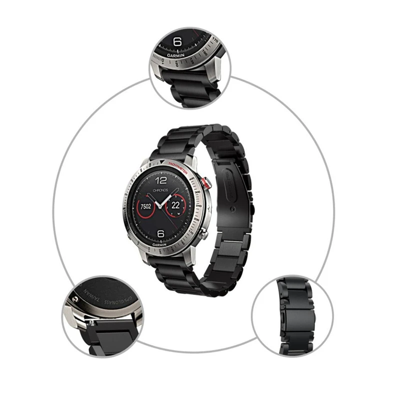 22 мм браслет из нержавеющей стали смарт часы ремешок для Garmin Fenix Chronos