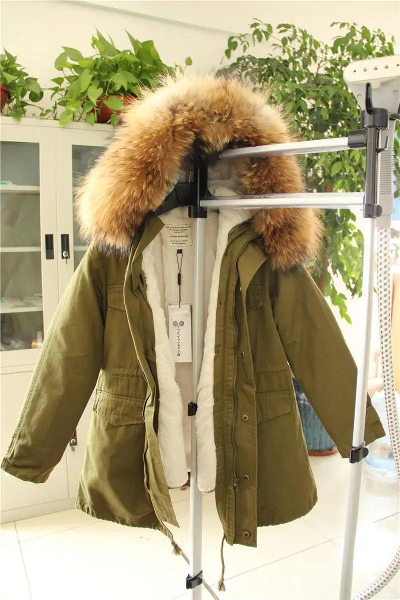 Модный длинный зимний жакет женщины Капюшон мех енота Пальто парки Подклад съемный мода бренд DHL