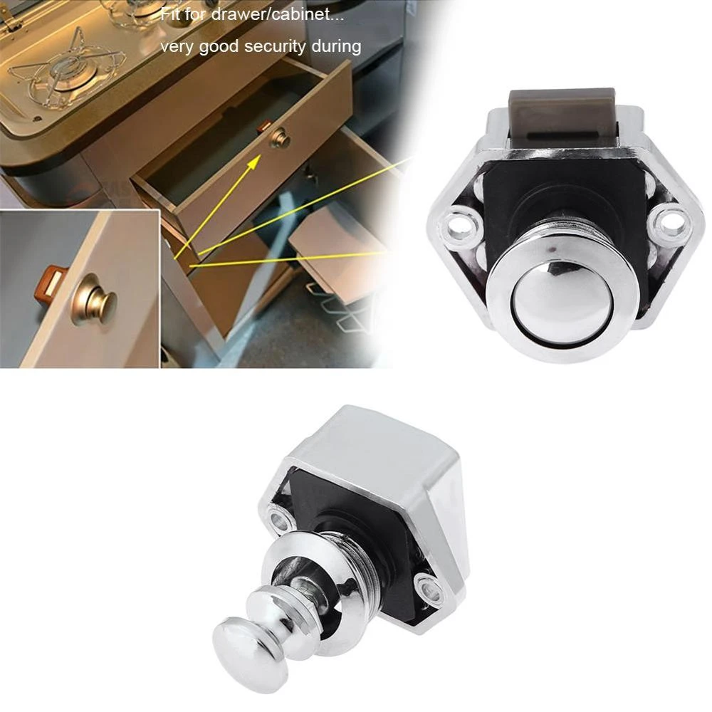 Catch Lock Push Button Drawer Cupboard Door Knob Camper Van Caravan Boat Latch Catch Lock Push Button Drawer Cupboard Door Knob Camper Van Caravan Boat Latch