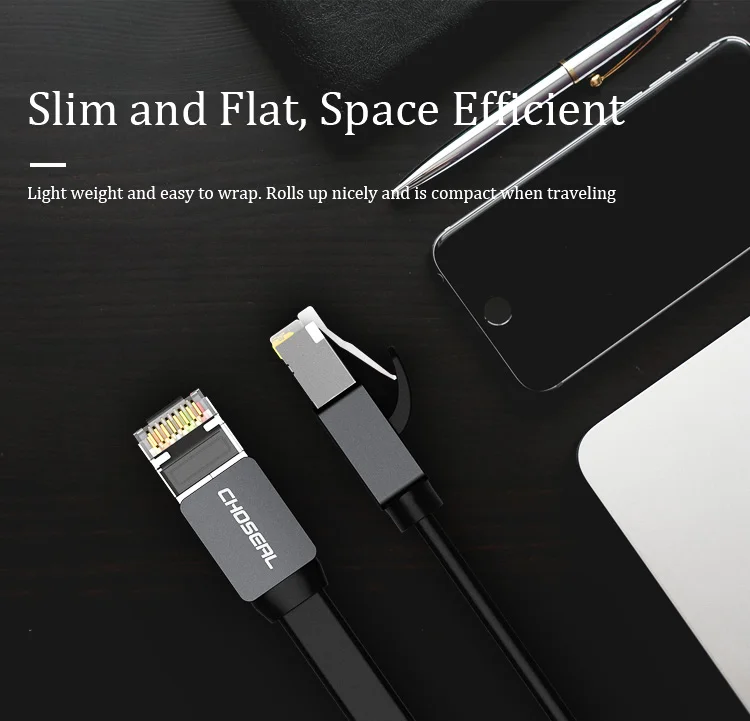 CHOSEAL CAT 7 RJ45 Ethernet LAN Network Cable 10Gbps 30AWG STP Network Patch Cord For Router PC RJ45 CAT 7 Net Cable (2)