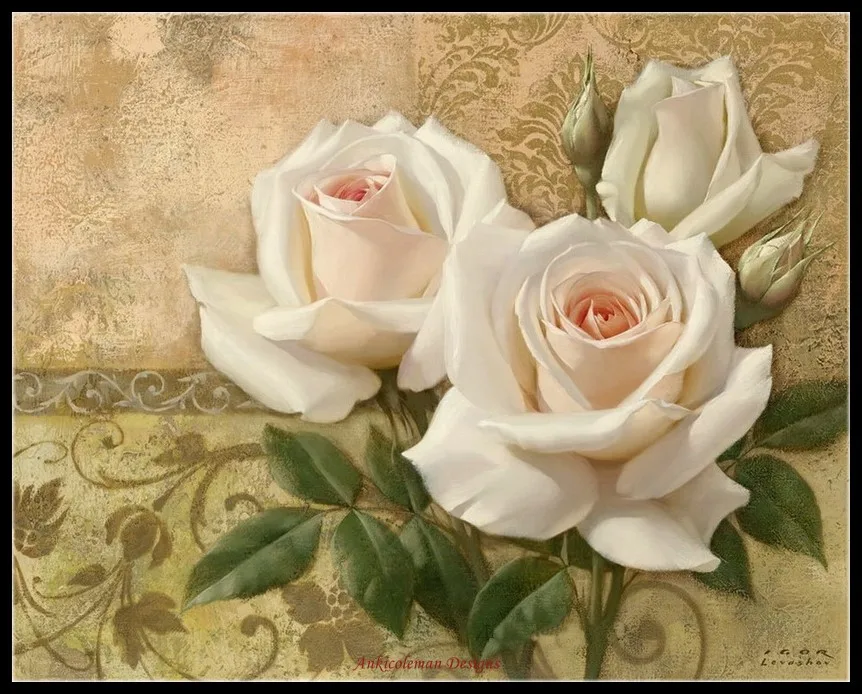 Light Pink Roses - Counted Cross Stitch Kits DMC DIY Handmade Needlework for Embroidery 14 ct Sets | Дом и сад