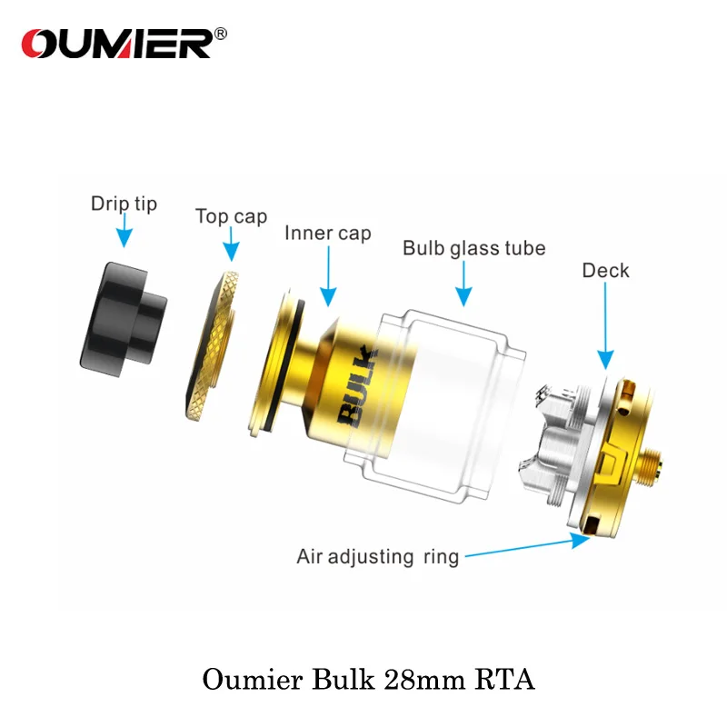 Electronic Cigarette Oumier Bulk 28mm RTA Dual Coil Tank Atomizer 6.5ML Capacity Vape Vaporizer VS 