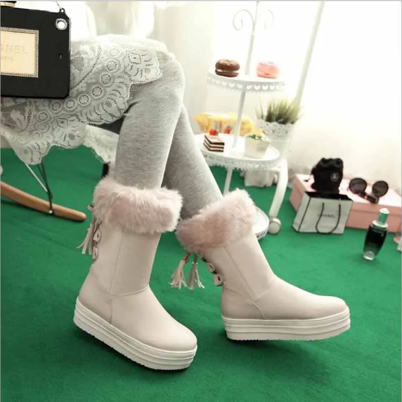 

Winter Women Boots Mid-Calf Down Boots Girls Winter Shoes Woman Plush Insole Botas Female Waterproof Ladies Snow Boots