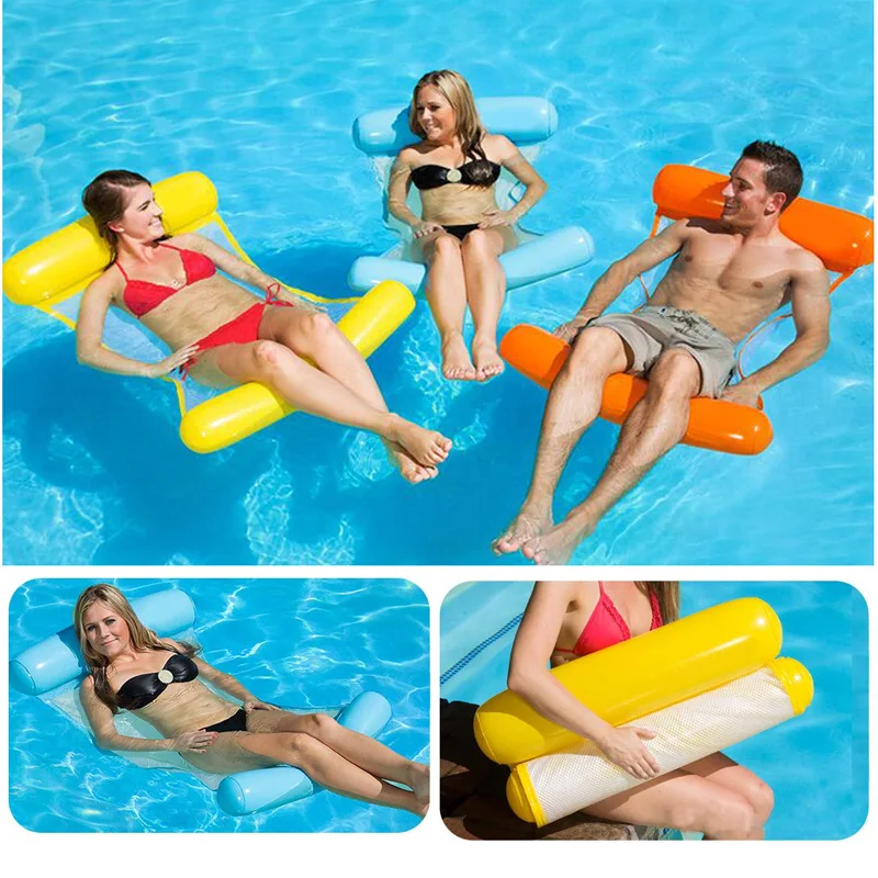 

Inflatable Floating Bed Outdoor Swimming Pool inflatable lounger chair pool float Fun foldable Floaties Swim Party Toys