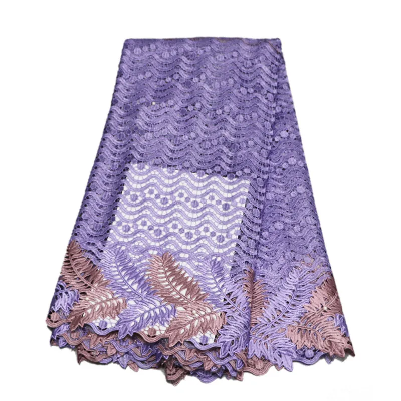

Latest African Laces 2018 Purple Wedding Dress Cord Lace Fabric Nigeria High Quality Guipure Lace Fabric For Women X898-4