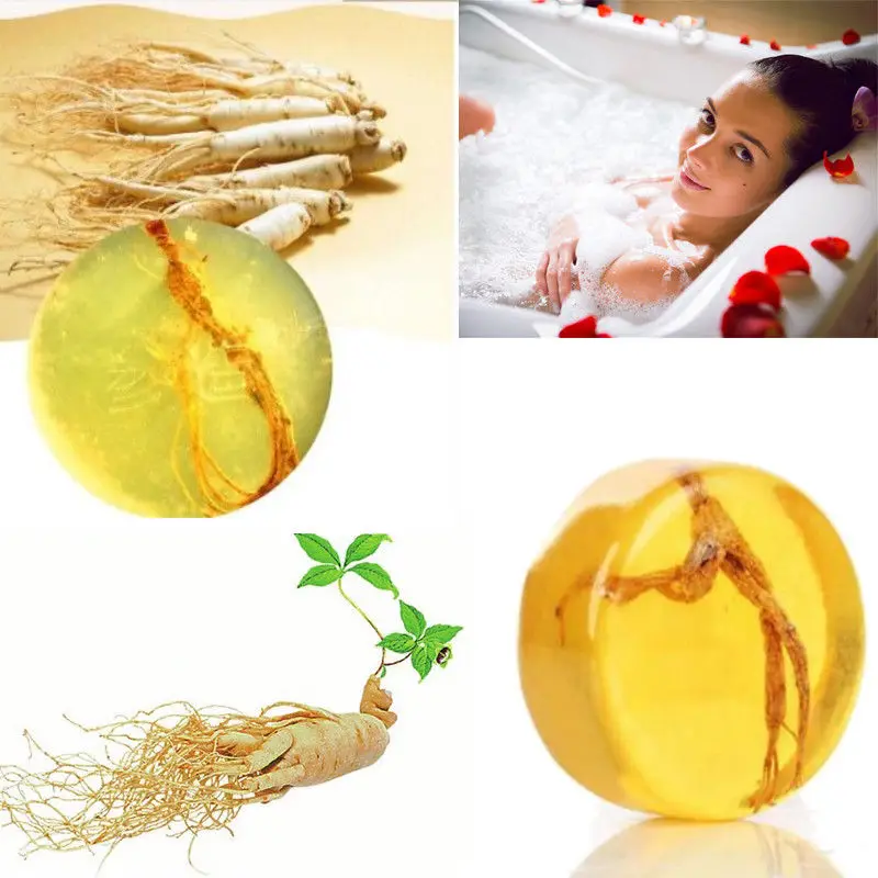 

Y&W&F 1pc Essential Oil Handmade Soap Ginseng Revitalizing Soap Bar Psoriasis Eczema Anti Fungus Bath Whitening Soap Treamtemnt