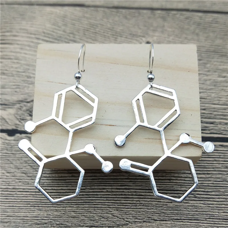 

New Small Ketamine Molecule Drop Earrings in Rectangle Multipolar Neuron Biology Gift Psychology Jewellery Dangle Earrings Women