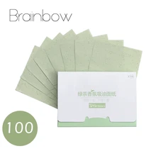 Brainbow 100 шт./упак., портативные впитывающие салфетки для лица, бумага для контроля масла, поглощающие листы, матча, масляная ткань