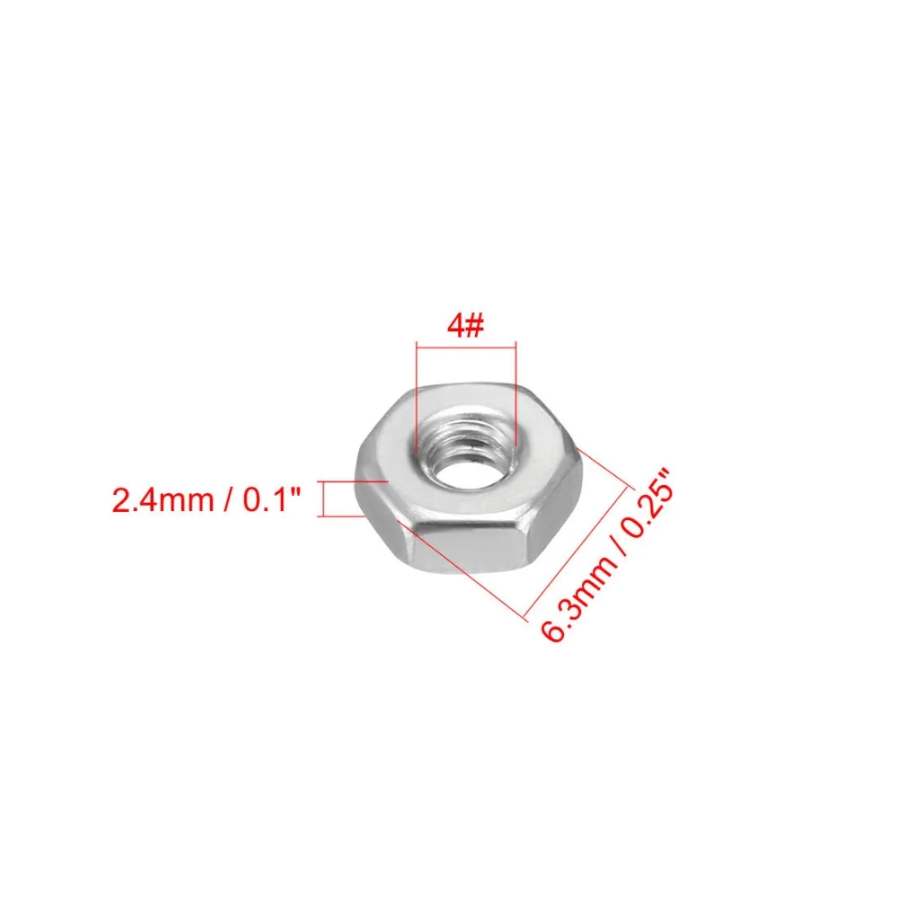 UXCELL 304 шт. 100 нержавеющая сталь гайки шестигранная Шестигранная гайка Серебряный тон крепеж для механического соединения материалов вместе
