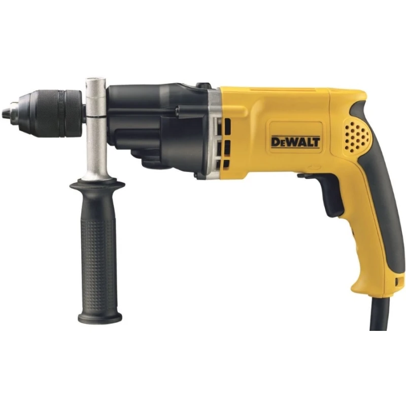 Дрель электрическая DeWalt D21441  (Мощность 770 Вт, скорость вращения 0-1100/0-2700 об/мин, диаметр сверления: металл-13 мм, дерево-35 мм, регулировка скорости, реверс, прорезиненная рукоятка)