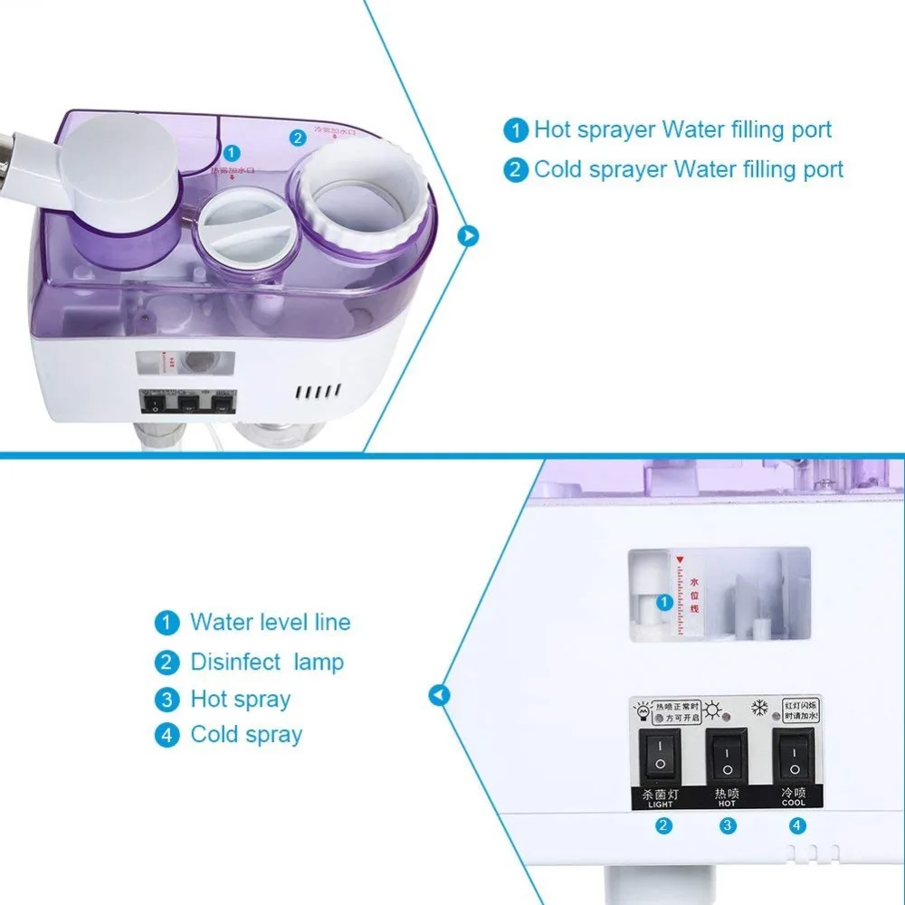 2 в 1 Пароварка для лица с двойной трубкой регулируемая высота для салона спа лица увлажняющий косметический инструмент