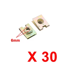 X Autohaux 30Pcs 6Mm Hole Spring Metal Plate U-Type Clips Speed Nuts For Car Panel Fender