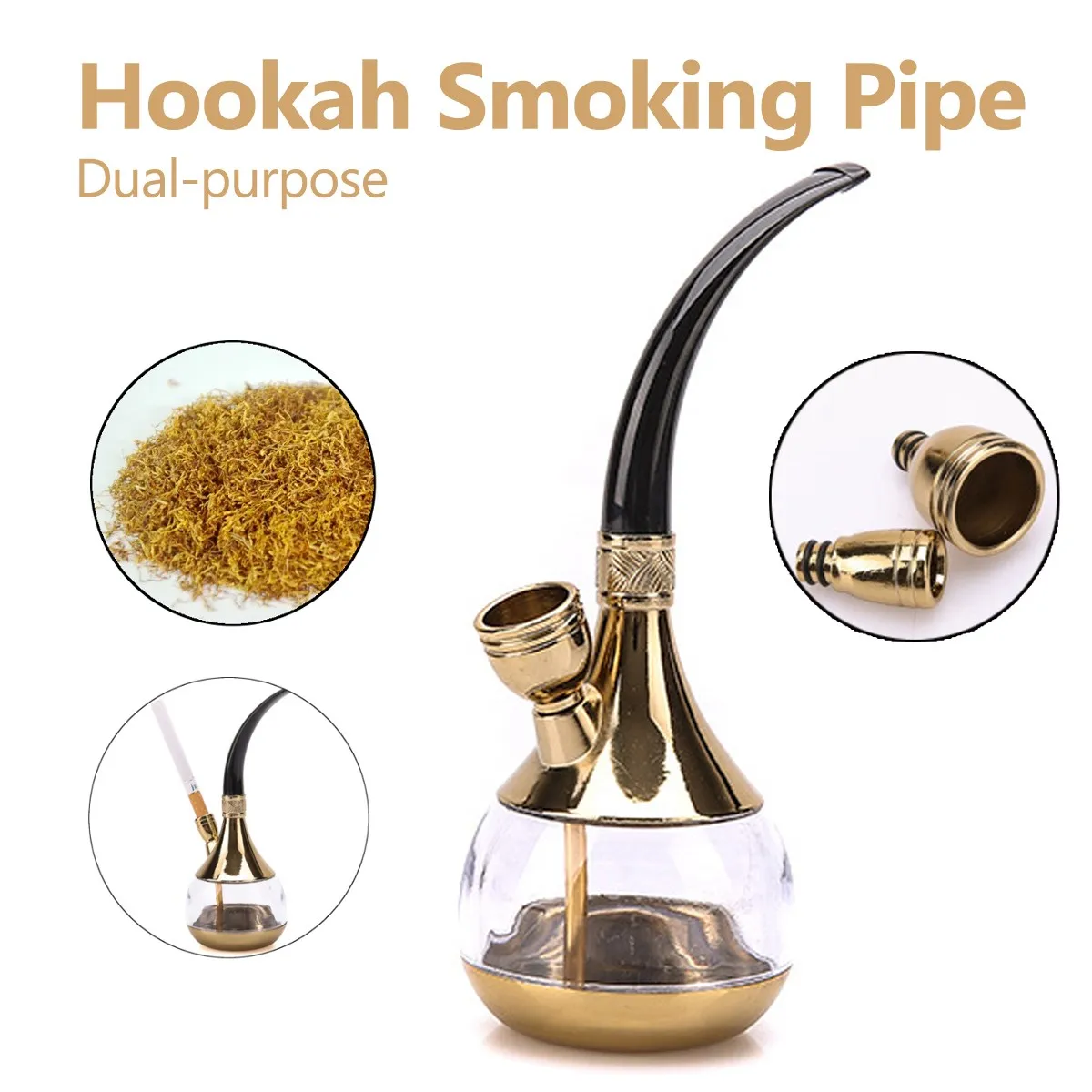 Tobacco Pipe Filter Shisha Hookah Double Circulation Water Tobacco Pipe Types Cigarette Holder