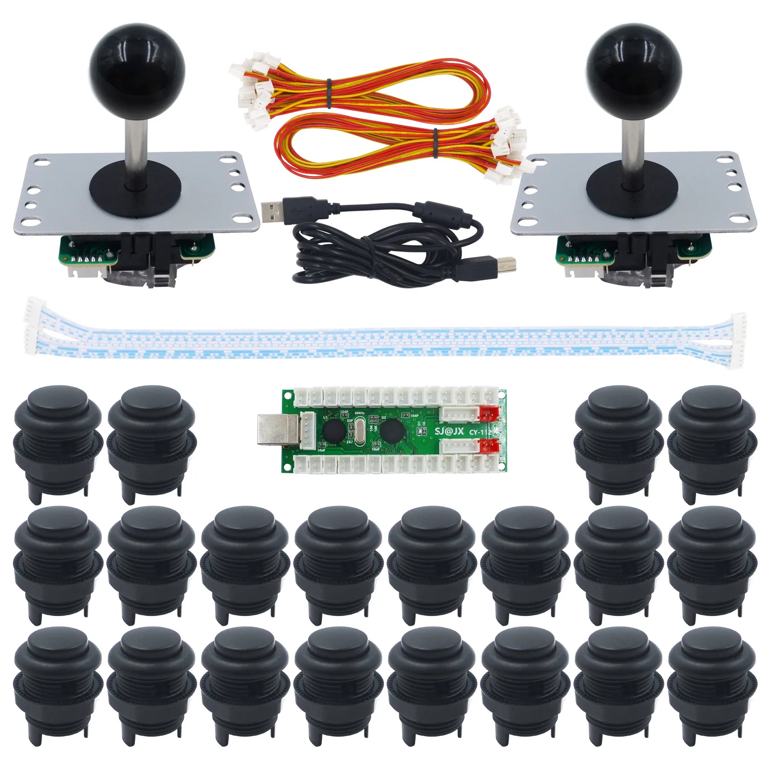 SJ@ JX 2 игрока Retropie SANWA 4 и 8 Джойстик PC MAME Arcade матовый кнопочный USB кодер Нулевая задержка аркадная игра DIY Kit