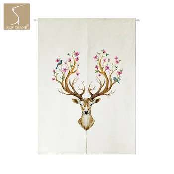 

Tree Bird Vintage Elk Floral Deer Japanese Home Restaurant Door Curtain Noren Doorway Room Divider Room Décor Curtain