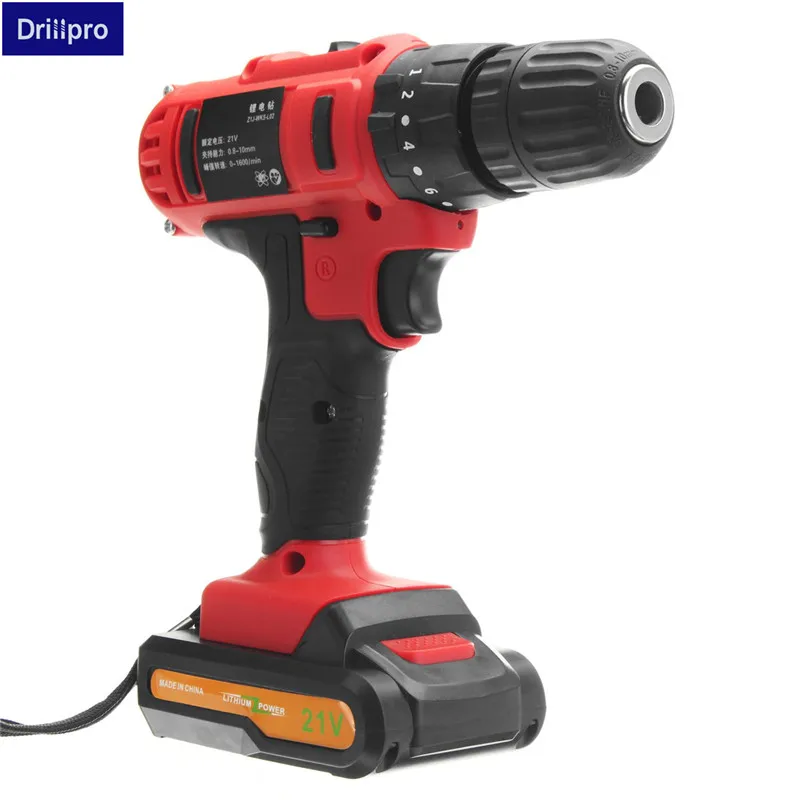 

21v rechargeable lithium battery electric screwdriver with 2 battery electric drill tools Home electric drill All kind of Plug