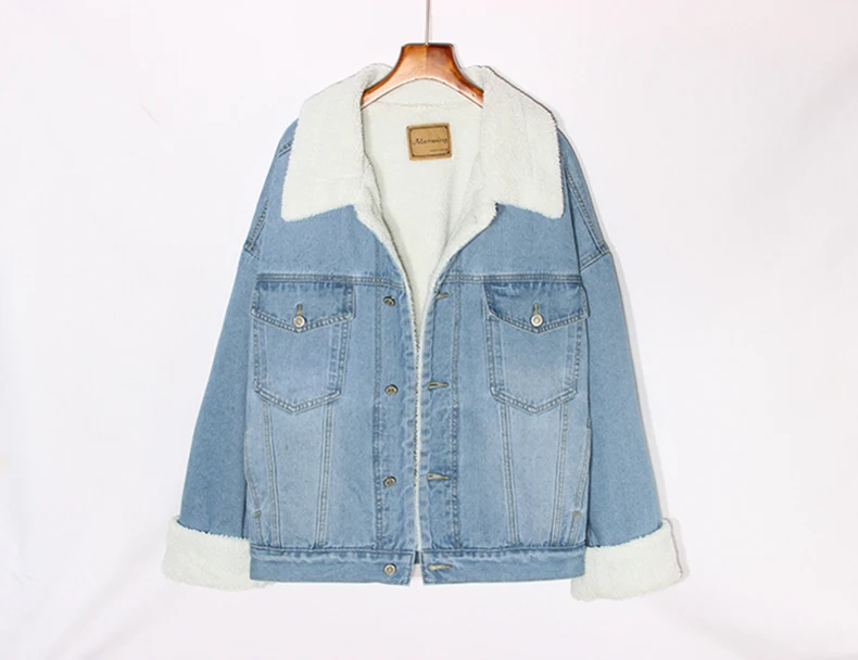 

Obrix Autumn Winter Casual Style Female Jacket Streetwear High Quality Thick Denim Wool Liner Loose Square Collar Jacket