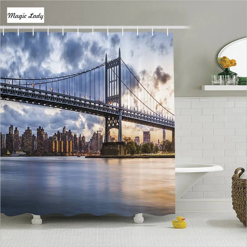Shower Curtain New York Bathroom Accessories Kennedy Triboro Bridge