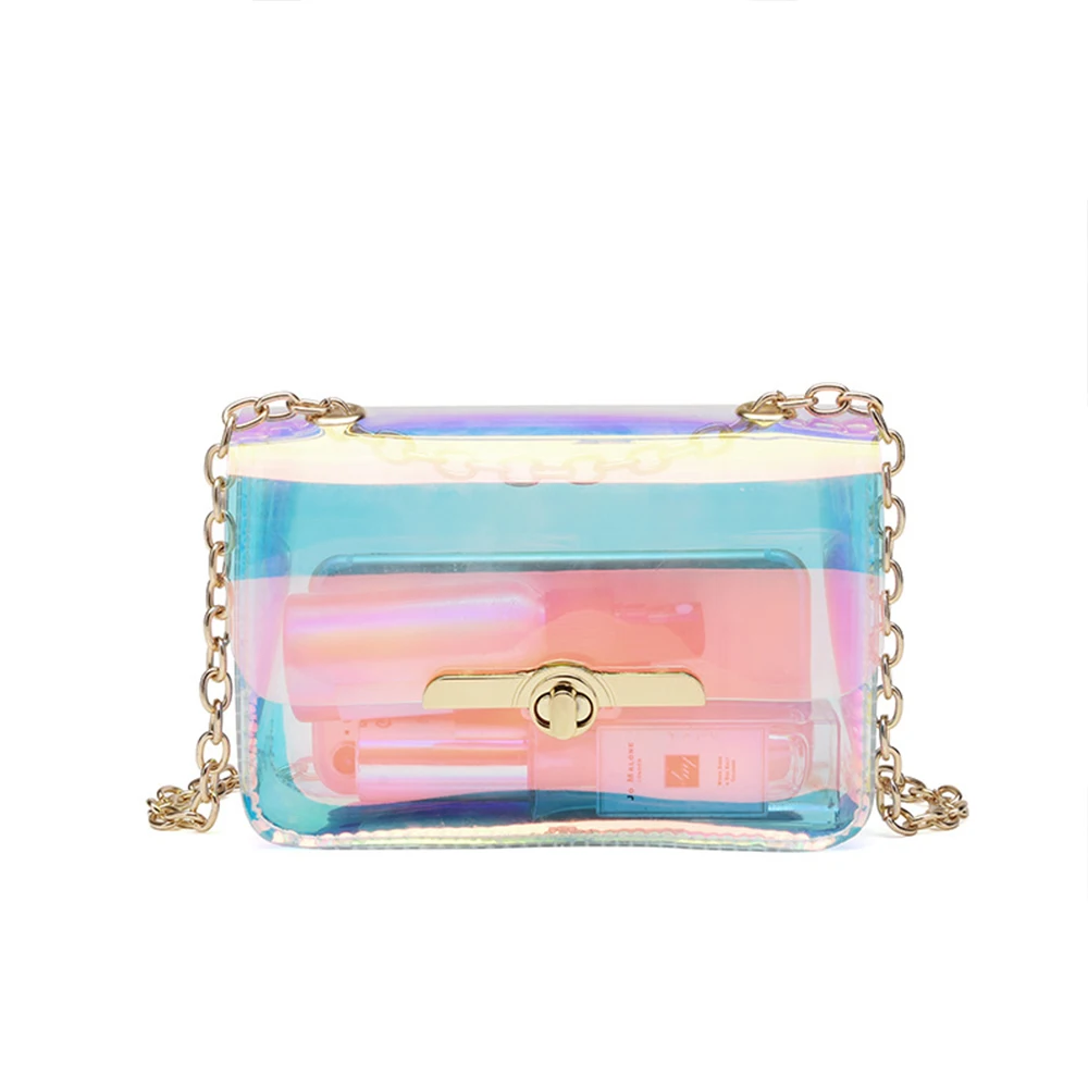 Мода прозрачный цвет плеча женщины Мини Маленькие Женщины Crossbody сумка цепи
