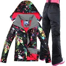 GSOU снег Женская лыжная куртка брюки ветрозащитный водонепроницаемый Спорт на открытом воздухе одежда Супер Теплый Лыжный Сноуборд костюм одежда брюки