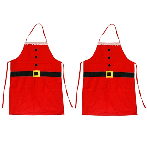 Adult Christmas Decoration Home Kitchen Cooking Baking Chef Red Santa Claus Apronred Apron 