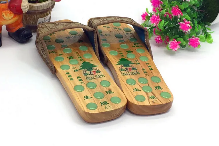 Летние мужские тапочки, имитация нефрита, массажные тапочки, деревянная обувь на плоской подошве, мужская обувь, китайская медицина