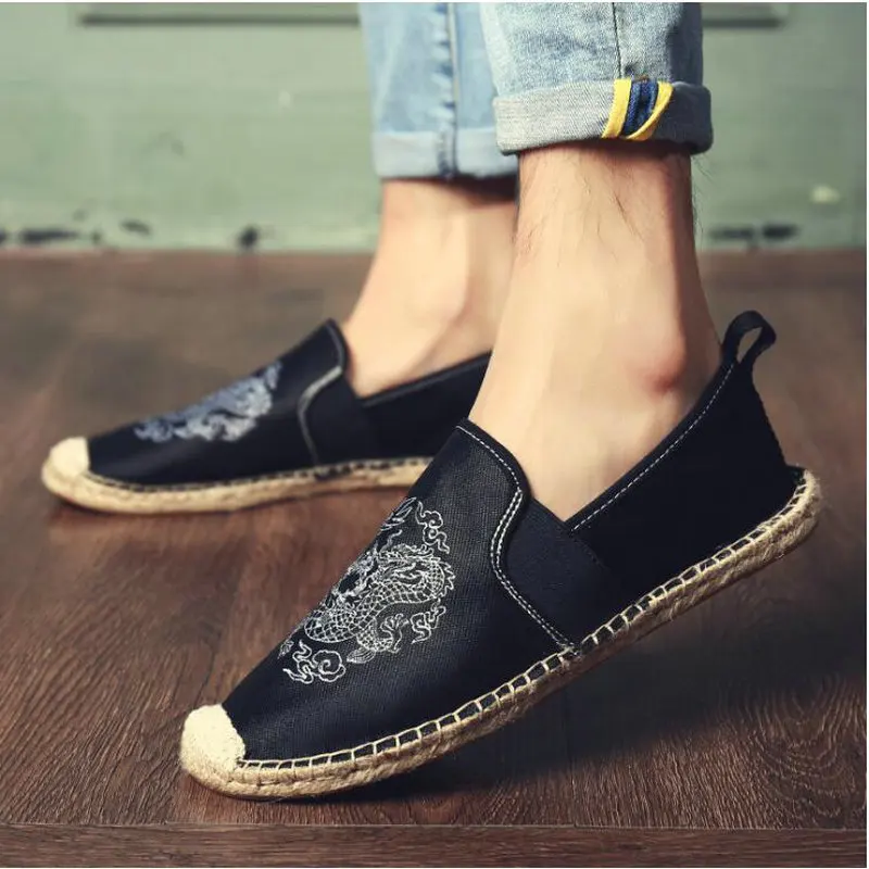 

Fashion Men Casual Flats Moccasins Homme Men canvas shoes Driving loafers flats espadrilles linen shoes Casual Fisherman LA-66