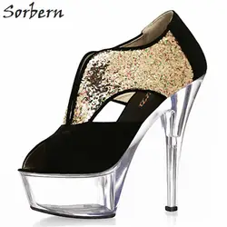 Sorbern/женские туфли-лодочки без шнуровки на высоком каблуке и платформе, см обувь с открытым носком, обувь на платформе и каблуке