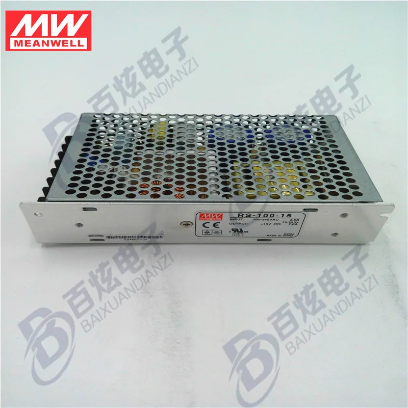 Originele Meanwell RS-100-15 enkele выход 105 Вт 15 В 7A voeding CB UL CE 88-264VAC Ом 15VDC | Обустройство дома