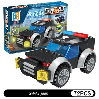 Новые продукты 9 видов домино Военная специальная полиция собранные детские игрушки домино автомобиль сборка автомобиля - Цвет: SWAT jeep